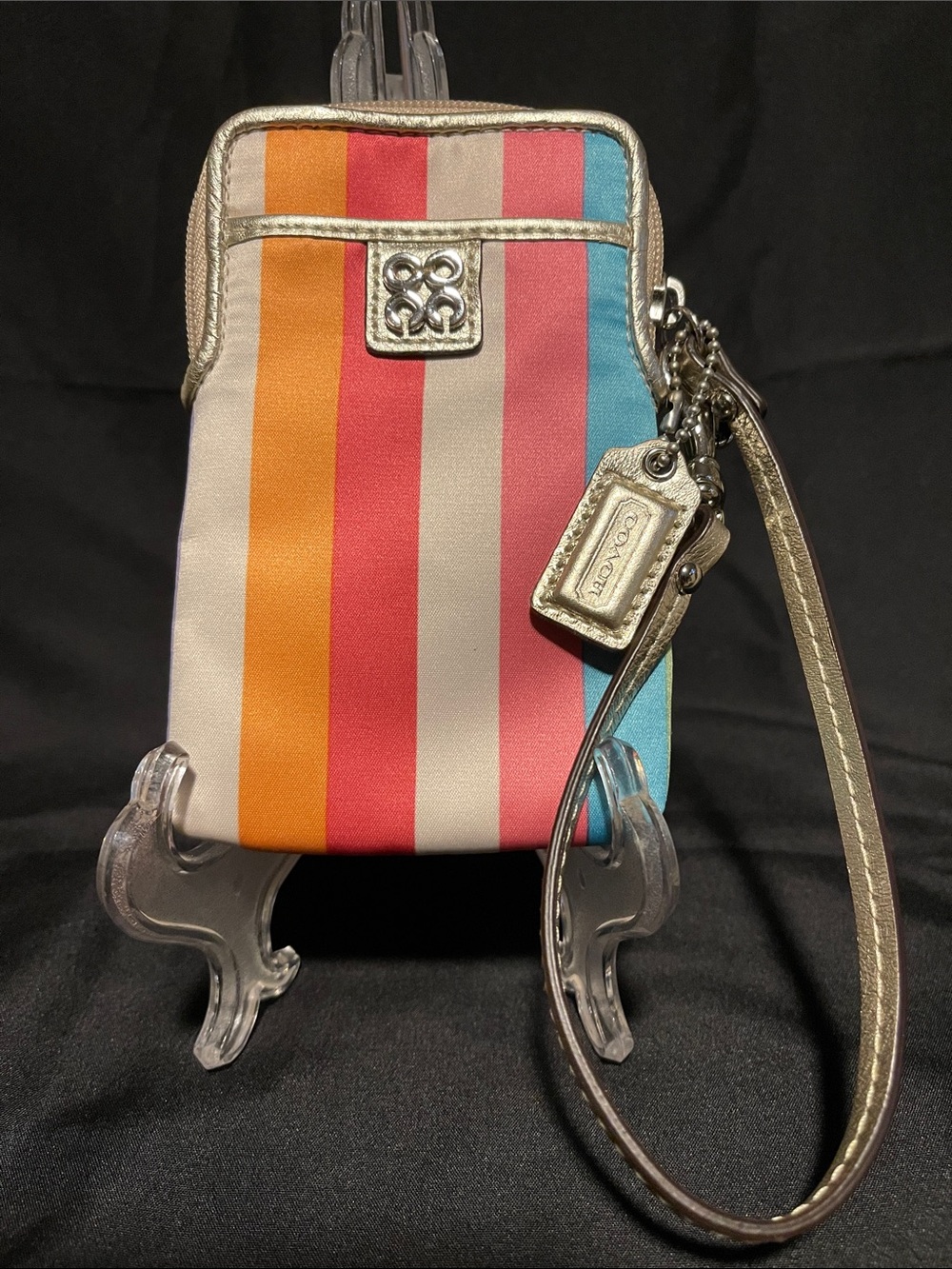 Coach Legacy Y2K Metallic Wristlet Colorful Striped Wristlet